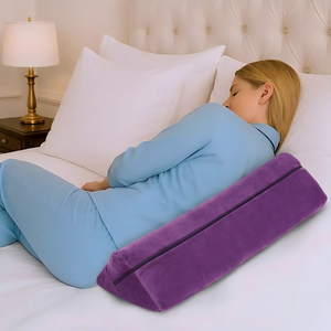 Custom Velvet Triangular Backrest Pillow for Bed Reading <b>Sofa</b> Lounge <b>Support</b> Wedge Cushion Memory Foam Pillow - Product Image 2