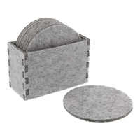 Dessous de verre absorbant en feutre rond gris épais de qualité supérieure avec support en feutre pour la protection de la table à café, 8 pièces