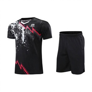 Conjunto de Camiseta de Fútbol Personalizada con Cuello Redondo Negro para Hombre, Transpirable, de Secado Rápido, que Absorbe la Humedad, Manga Corta, para Adultos, para Todas las Temporadas - Product Image 3