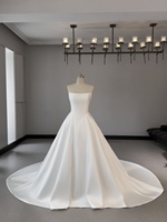 Robe de mariée Mily Bridal MQD06634 en satin, taille basque, bretelles spaghetti, sans manches, grande taille