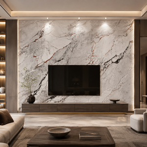 Dalle <span class=keywords><strong>de</strong></span> pierre frittée polie <span class=keywords><strong>de</strong></span> qualité supérieure pour la décoration des murs, comptoirs et sols <span class=keywords><strong>de</strong></span> villas et hôtels, aspect marbre - Product Image 4