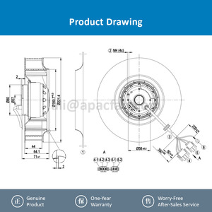 Ventilateur centrifuge de refroidissement pour onduleur Siemens, 220 mm, 400 V CA, 74 W, 0,16 A, 2650 tr/min, roulement à billes, autoportant, OEM, pour R2D220-AC14-16 - Product Image 4