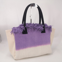 Toile lourde frange premium sac fourre-tout cravate teinture coton biologique fermeture à glissière réutilisable plage gym en plein air femmes sac fourre-tout