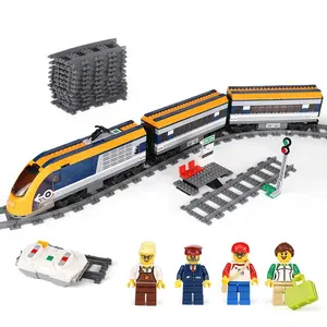 02117 82087 City Passenger Train With Motor Building Blocks Bricks Compatible 60197 Light rail Educational Birthday Gifts Toys