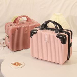 Retro Makeup Bag 601 Carry-On <b>Suitcase</b> 14-Inch Zipper Closure With Lock <b>Large</b> Capacity Travel Case For Mother Box Unisex - Product Image 3