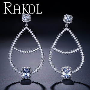 RAKOL EP634 Zircon Colorful <b>Stud</b> Statement Water Drop <b>Earrings</b> Fashion 2024 - Product Image 1