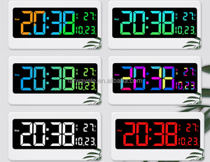 16 "kỹ thuật số Đồng hồ treo tường lớn hiển thị với RGB màu điều khiển từ xa tự động độ sáng lớn đồng hồ với đèn ban đêm tự động DST - Product Image 6