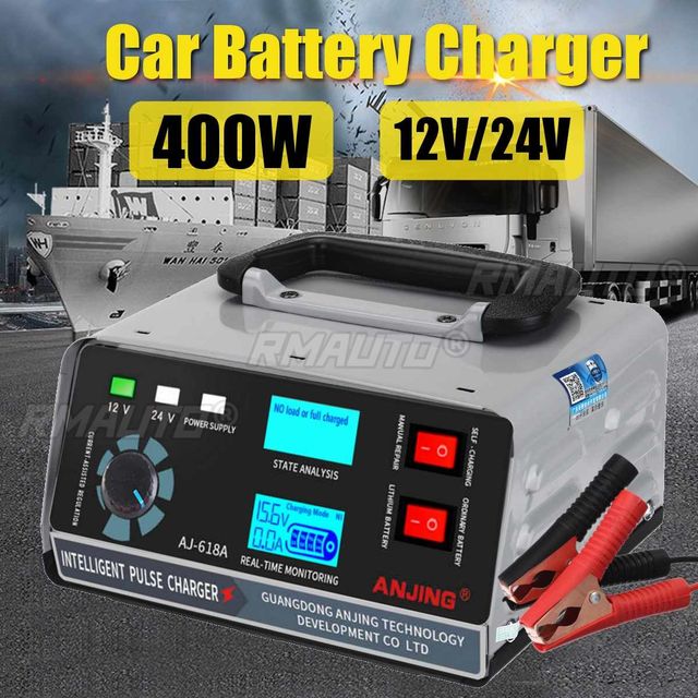 Smart Battery Charger 12V/24V Automotive Battery Charger 400W Trickle Smart Pulse Repair for Car Truck Boat Motorcycle