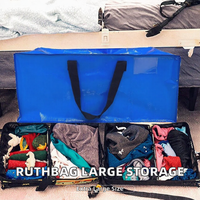 Sacs de rangement extra-larges bleus robustes pour dortoirs universitaires, en PP, avec fermetures éclair et poignées, 73x33x37cm, pour vêtements, couvertures et courses