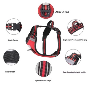 Harnais pour chien de style gilet 3D réglable en nylon réfléchissant avec sangle de traction dorsale et poitrine, lavable, fermeture à boucle, directement de l'usine - Product Image 1