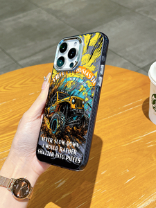 Coque de téléphone <span class=keywords><strong>pour</strong></span> <span class=keywords><strong>iPhone</strong></span> 17/16/15/14 ProMax, motif camion tout-terrain jaune, style graffiti, antichoc, accessoires mobiles - Product Image 3