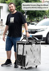 Large Waterproof Wheeled Luggage <b>Bag</b> with Wheels Supermarket Trolley Express Thickened <b>Bag</b> Woven Folding Rolling <b>Tote</b> <b>Bag</b> - Product Image 5