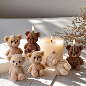 Silicone Candle Molds 3D Charming Bear Scented Candle Mold Cozy Atmosphere Design - Product Image 1