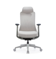 Chaise de bureau exécutive moderne en tissu beige BOSUN, nouveau design 2026, avec accoudoirs 4D en PU réglables et pivotants, pour la maison, le bureau ou le salon