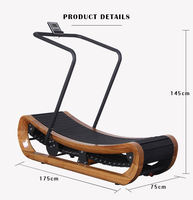 Cinta de correr mecánica de madera curvada sin motor para gimnasio, equipo aeróbico sin asistencia, máquina de correr para gimnasio