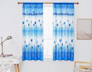 東南アジアで人気のチューリップ柄プリントシェードウィンドウカーテンパネル、フローラバルコニーロッドポケットプリントカーテン、レーストリム付き - Product Image 6