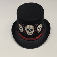 Cappello a Cilindro Luminoso a LED con Teschio di Zucchero per il Giorno dei Morti, Cappello Luminoso a LED per Feste di Halloween