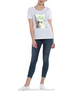 Women Cotton Reversible Shiny 2 Way Swipe Sequins Summer Pineapple <strong>Funny</strong> <strong>T</strong> <strong>Shirts</strong> <strong>Slogan</strong> Mermaid White <strong>T</strong>-<strong>shirt</strong> - Product Image 4