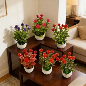 Lot de plantes artificielles en plastique d'<span class=keywords><strong>eucalyptus</strong></span> en <span class=keywords><strong>pot</strong></span>, multi-pièces, très réalistes, pour décoration de table et de bureau, effet naturel - Product Image 4