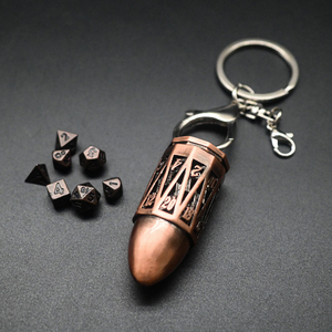 <strong>Bullet</strong> Shape <strong>DND</strong> D20 Dice Keychain Storage Box Metal RPG Dice Keyring for Dungeons and Dragons Game Accessories - Product Image 3