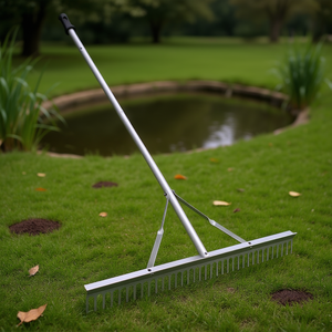 Râteau de jardinage en aluminium, tête de 36 pouces, manche de 75 pouces, outil de jardin pour le désherbage du gazon et l'entretien des bassins - Product Image 2