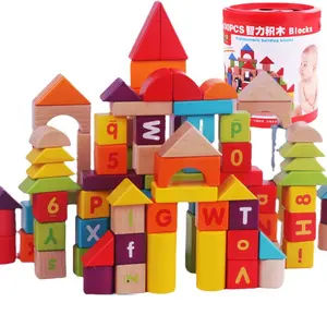 Educational Toys City Theme Creative Theme Building Blocks Set Wooden Blocks Toys For Kid Creative Solid Wood Build Toys