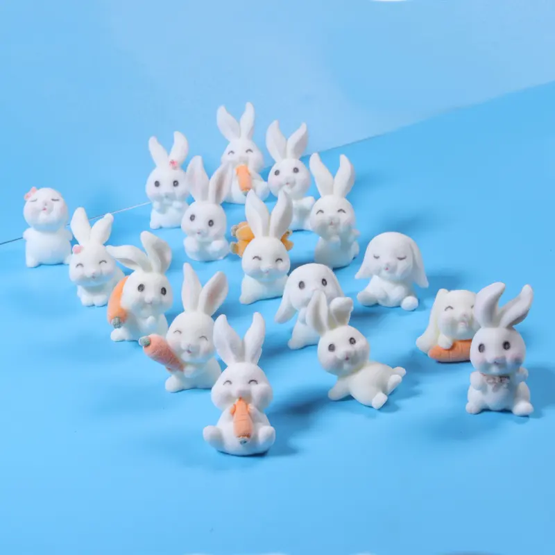 3D मिनी खरगोश पशु लघु परी उद्यान सजावट गुड़िया घर टेरारियम सजावट आभूषण खिलौने माइक्रो लैंडस्केप आभूषण