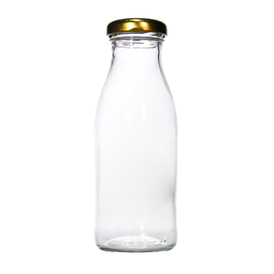 Clear Glass Screw Cap Bottle Round Beverage <b>Container</b> for Juice <b>Water</b>/ - Product Image 1