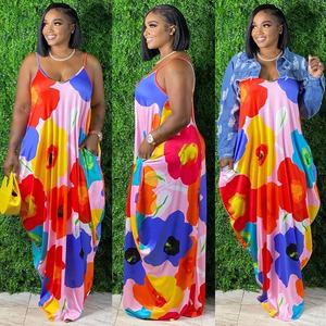 Casual Leopard Maxi Jurken Regenboog Tie Dye Zonnejurk Kleurrijke Hawaiiaanse Strand Outfits Bloemen Lange Rok Plus Size Kleding - Product Image 2