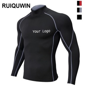 RUIQUWIN personalizado al por mayor ropa deportiva Rash Guard hombres transpirable gimnasio manga larga apretado ciclismo correr camiseta - Product Image 1