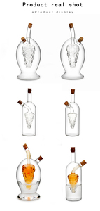 Botella <span class=keywords><strong>de</strong></span> vidrio <span class=keywords><strong>con</strong></span> <span class=keywords><strong>tapa</strong></span> <span class=keywords><strong>de</strong></span> <span class=keywords><strong>corcho</strong></span> hermética, recipiente <span class=keywords><strong>de</strong></span> vidrio para salsa, aceite, vinagre, 2 en 1, doble habitación, alta gama, gran oferta - Product Image 5