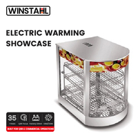 Vitrine chauffante électrique compacte commerciale 350 mm 0,85 kW en acier inoxydable pour café