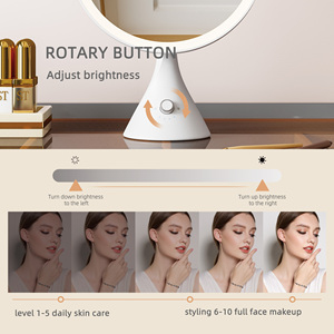 Women Smart 3 Color Lighting Portable <strong>Make</strong> <strong>up</strong> Desktop Makeup Vanity Table Mirror With <strong>Lights</strong> Led Cosmetic Mirror - Product Image 4