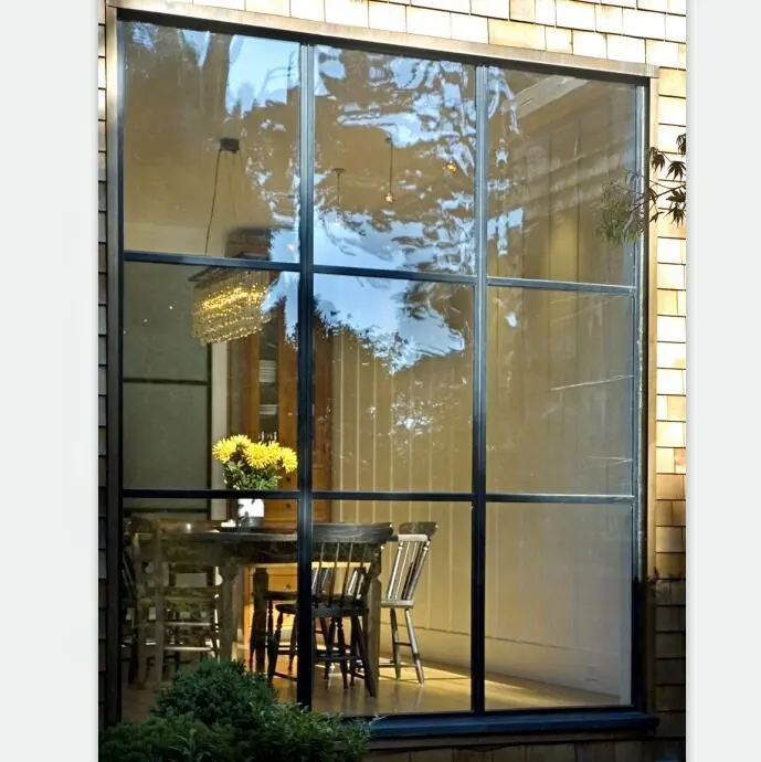 Büyük resim panoramik çelik çerçeve çift camlı low-e cam özelleştirilmiş zemin tavan cam sabit pencereler