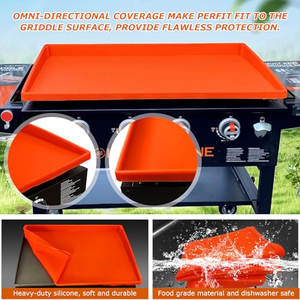 Lebensmittelechte Silikonmatte für Grillplatten Silikon-Grillplattenabdeckung für 17 22 28 36 Zoll Grillplatten mit Griffen - Product Image 4