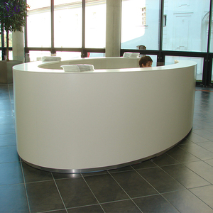 Hiện đại Matt trắng hình bầu dục bàn tiếp tân cao truy cập văn phòng làm việc truy cập bảng thân thiện với môi <span class=keywords><strong>Countertop</strong></span> - Product Image 1