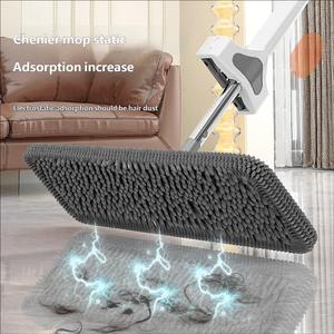 Système de serpillière plate en chenille en acier inoxydable réutilisable, 20 000+ cycles durables, essorage coulissant, nettoyage des sols humides/sèches - Product Image 2