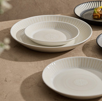 Assiettes en porcelaine Dehua, sensation premium, motifs imprimés en relief, style rétro, luxe léger, plat peu profond vintage, compatible micro-ondes