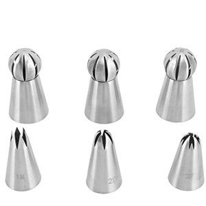 6-Piece Stainless Steel Piping Tip Set Russian Spherical Cake Decorating Tool Reusable Butter Piping Tips Baking Supplies - Product Image 5