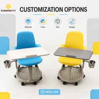 Chaise de formation mobile avec bureau d'écriture, porte-gobelet et roulettes pour salles de classe, bureaux et salles de formation - Vente en gros