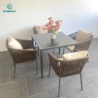 Meubles de maison modernes simples, meubles d'extérieur, table et chaises de salle à manger en corde tressée pour villa, hôtel, patio