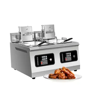Commercial Automatic Lifting Computer Version Double Cylinder Industrial Counter Top Double Tanks Fryer Electric Chips Fryer