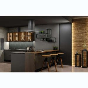 Armarios de cocina modernos negros mate éxito de ventas Aisen con mesa de madera maciza - Product Image 5