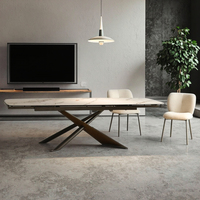 Table à manger pliable 4 places en verre trempé sur pieds en métal de luxe moderne et léger personnalisée pour hôtel appartement mobilier de salle à manger