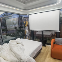 Cabane moderne portable avec plan de sol flexible pour studio de jardin, location de vacances, capsule spatiale de tourisme de luxe haut de gamme