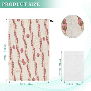 Hawaii Pink Pikake Floral Print Polyester Custom Design Logo <b>Laundry</b> Hampers With Mesh <b>Laundry</b> Wash <b>Bag</b> - Product Image 2