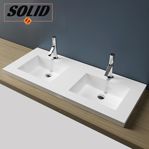 Usine vente Culture pierre <span class=keywords><strong>sous</strong></span> comptoir lavabo acrylique salle de bain visage bassin solide Surface Double évier - Product Image 1