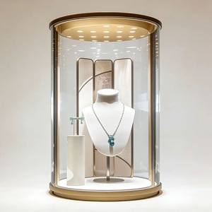 <span class=keywords><strong>Vitrine</strong></span> de présentation circulaire pour bijoux en verre, table de présentation pour jade et diamants, <span class=keywords><strong>vitrine</strong></span> de boutique haut de gamme en acier inoxydable - Product Image 4