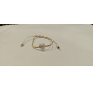 Bracelet artisanal Sstringz en perles Miyuki Delica dorées, brunes et pêche, réglable, minimaliste et géométrique. - Product Image 1