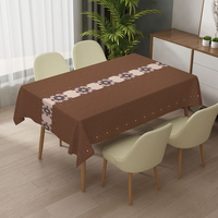 Nappe de table carrée contemporaine RNPT beige clair, résistante à l'huile, en PVC, pour centre de table, protection antidérapante pour fêtes